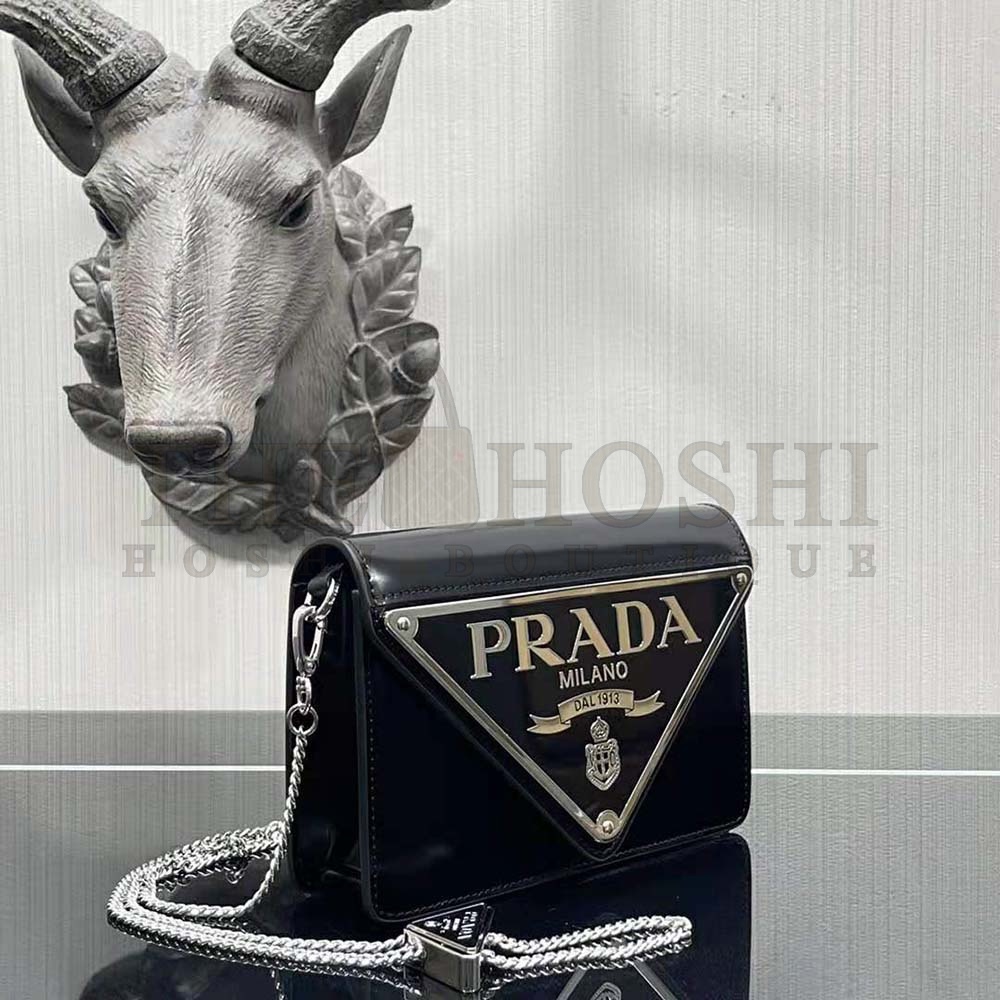 Pra*a Women Brushed Leather Shoulder Bag-Black Master Quality