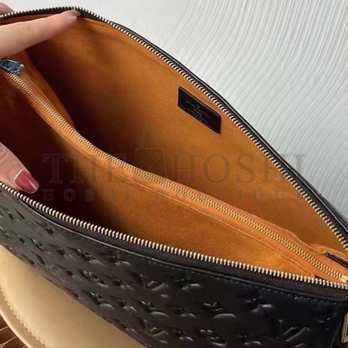 L0vis Vvtt0n LV Women Coussin MM Handbag Black Monogram Embossed Puffy Lambskin Master Quality