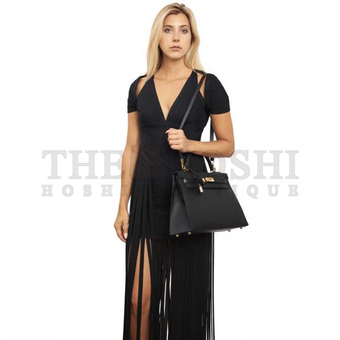 H**me5 Women Kelly Sellier 32 Bag in Togo Leather with Gold Hardware-Black Master Quality