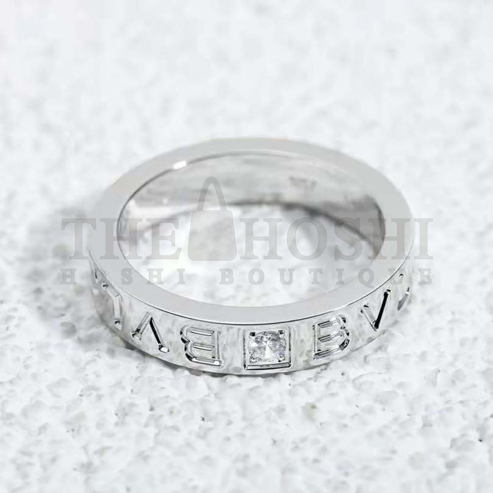 Bv1g*ai Women Bv1g*ai Bv1g*ai Ring 18 KT White Gold Ring with D1am0nd Master Quality