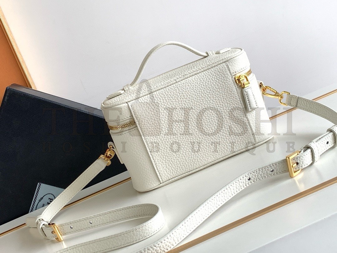 Pra*a Mini Vanity Bag in White Grained Leather Master Quality