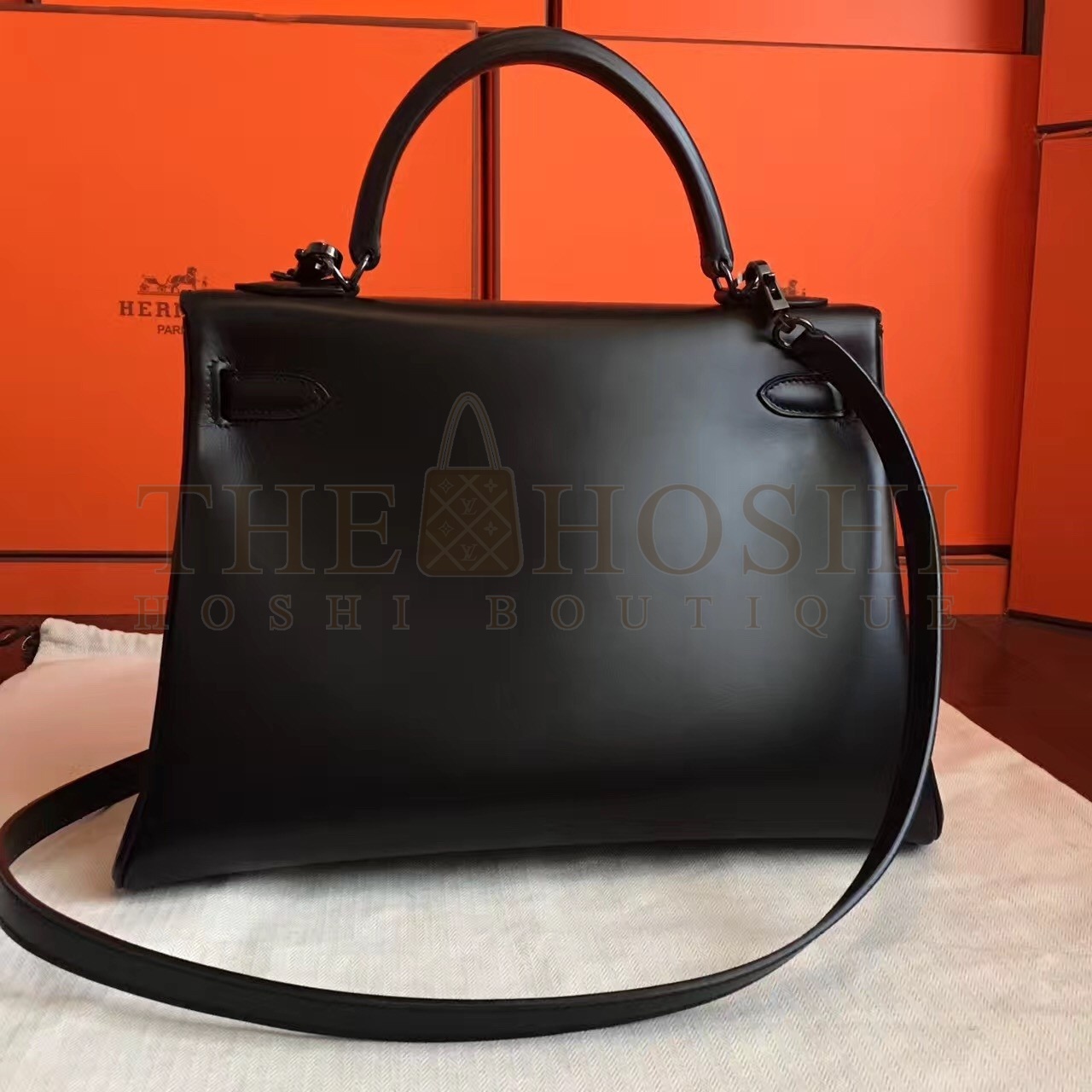 H**me5 So Black Box Kelly Retourne 32cm Handmade Bag Master Quality