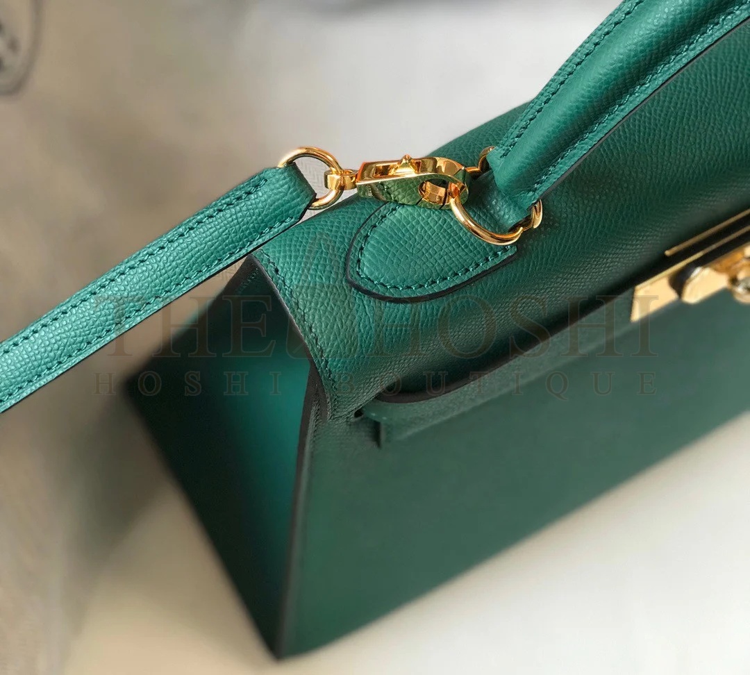 H**me5 Kelly 28cm Sellier Bag in Malachite Epsom Calfskin GHW Master Quality