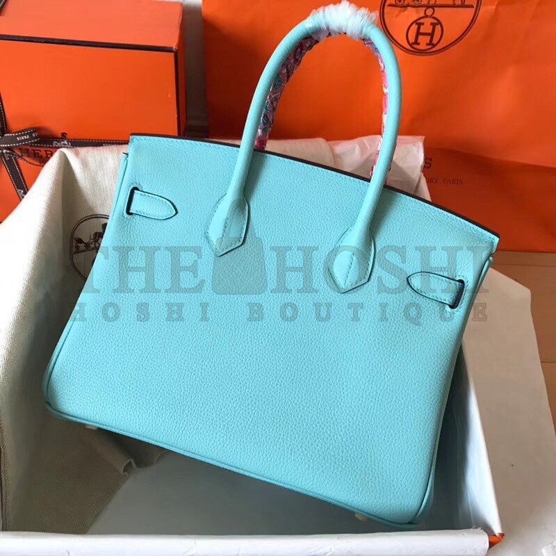 H**me5 Blue Atoll Birkin 30cm Clemence Handmade Bag Master Quality