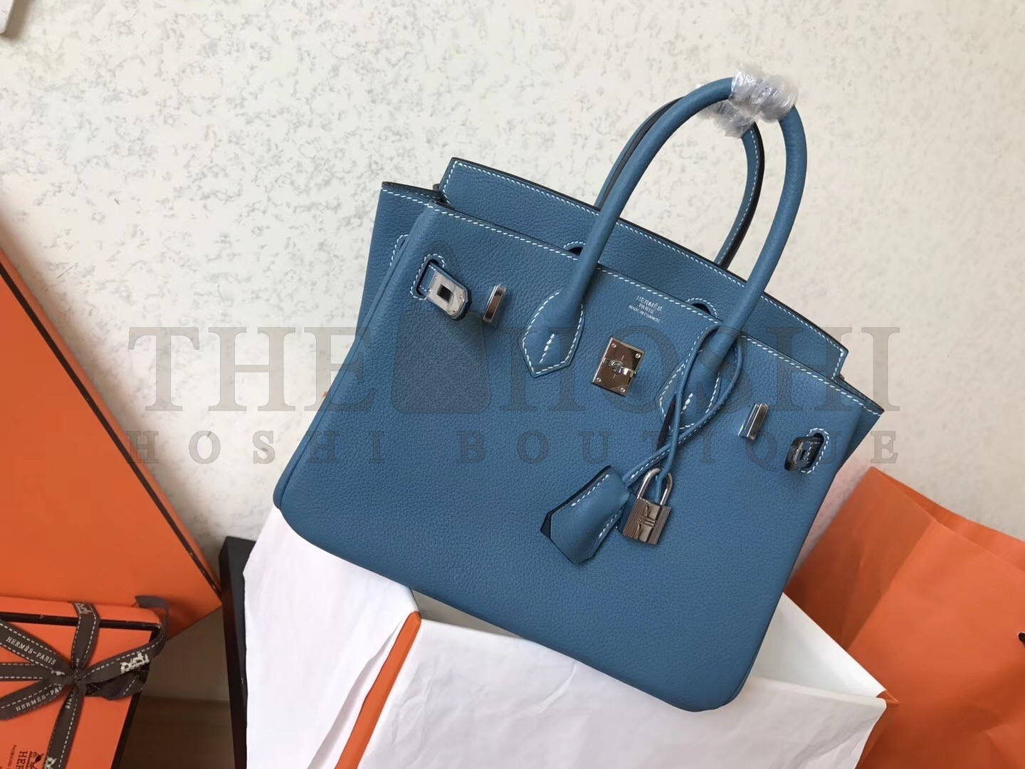 H**me5 Blue Jean Birkin 25cm Clemence Handmade Bag Master Quality