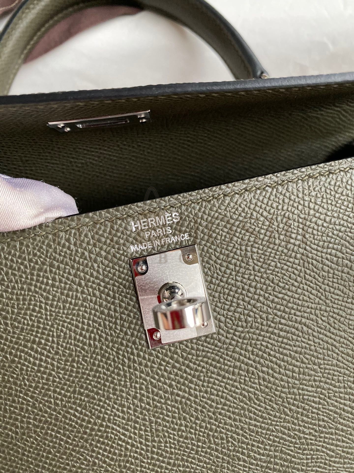 H**me5 Kelly Sellier 25 Handmade Bag In Vert De Gris Epsom Calfskin Master Quality