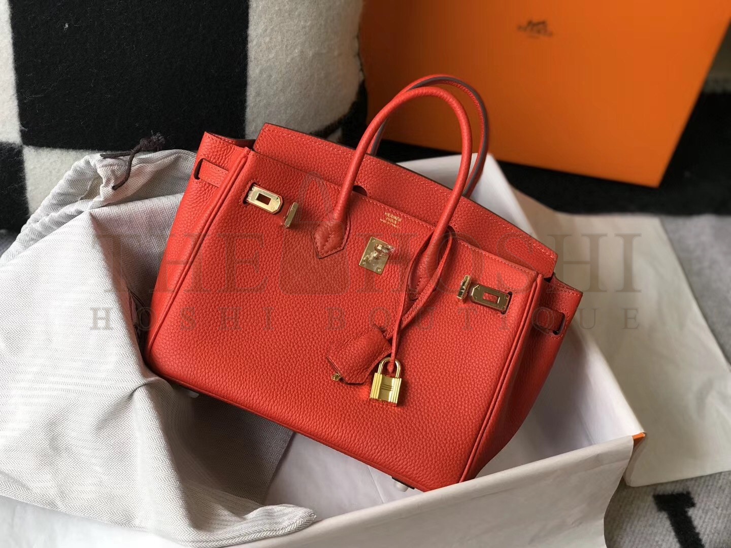 H**me5 Birkin 25cm Bag In Red Clemence Leather Master Quality