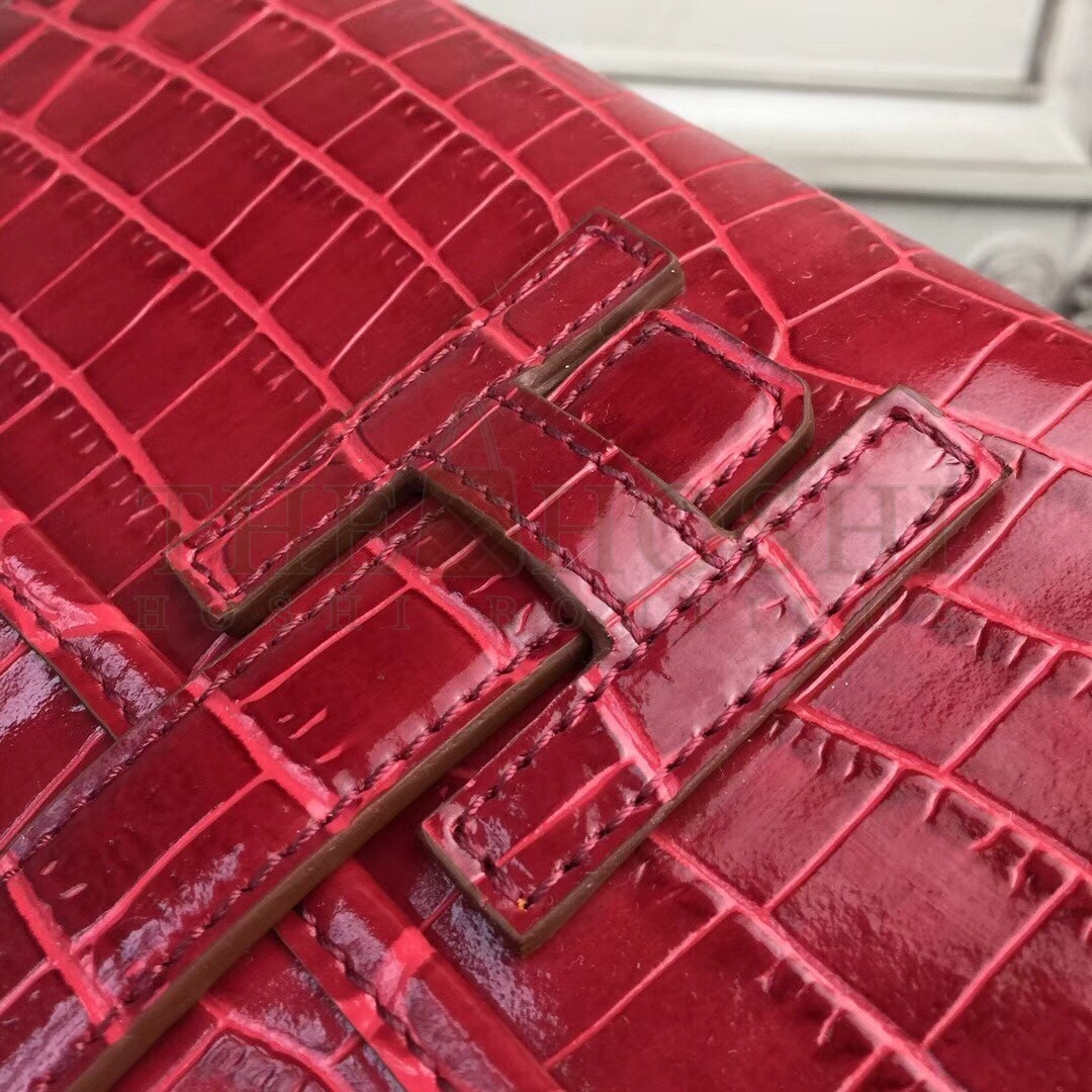H**me5 Jige Elan 29 Clutch In Dark Red Crocodile Leather Master Quality