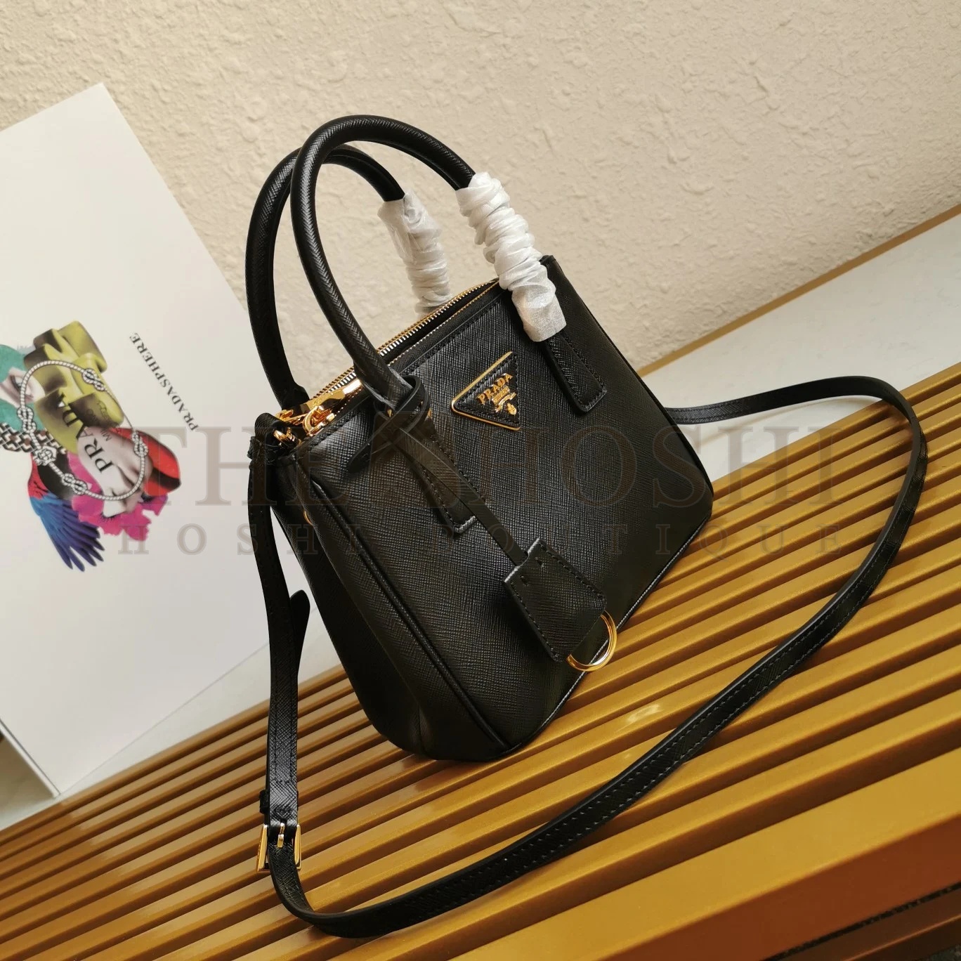 Pra*a Mini Galleria Bag In Black Saffiano Leather Master Quality