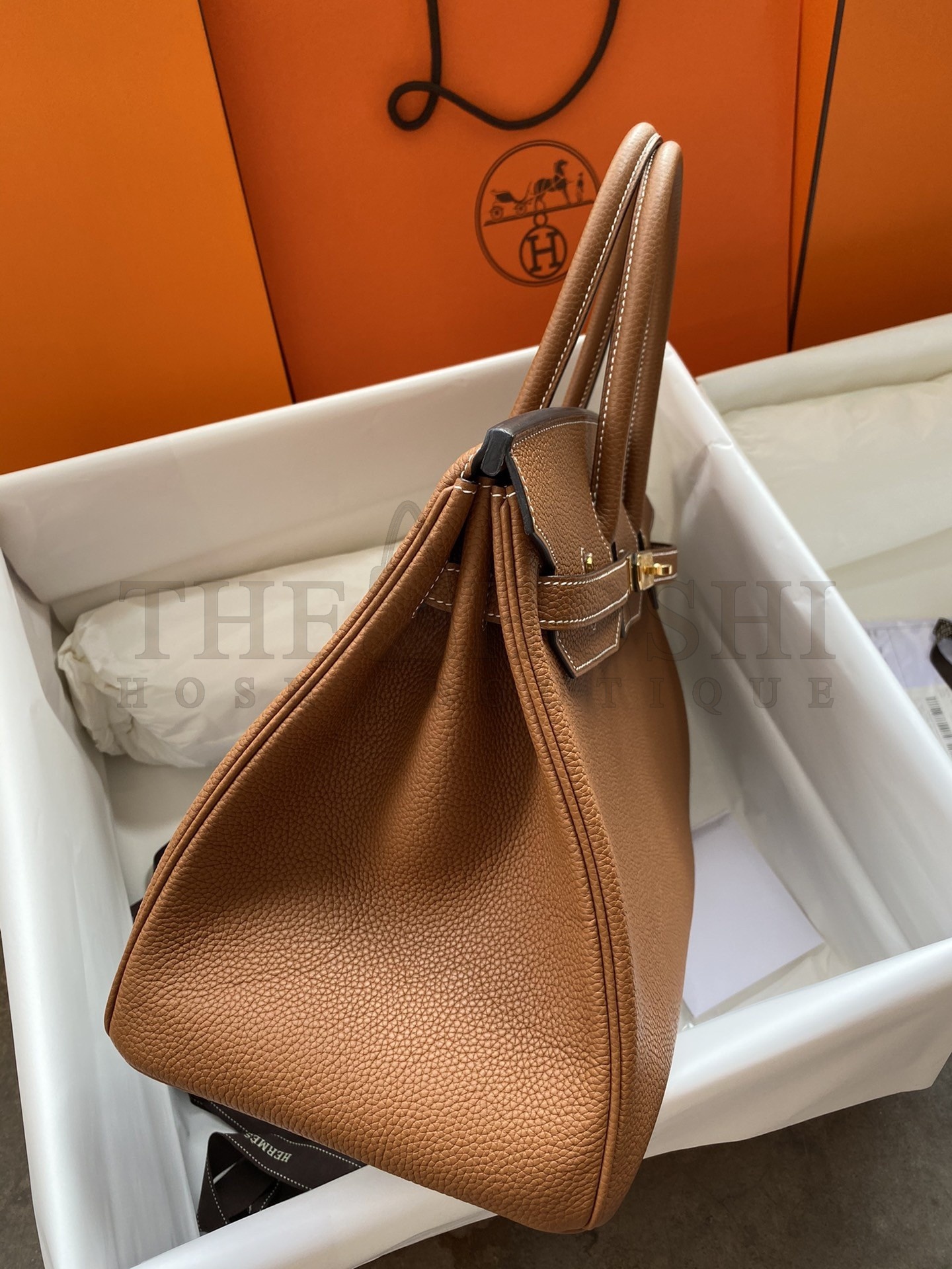 H**me5 Birkin 35 Retourne Handmade Bag In Gold Clemence Leather Master Quality