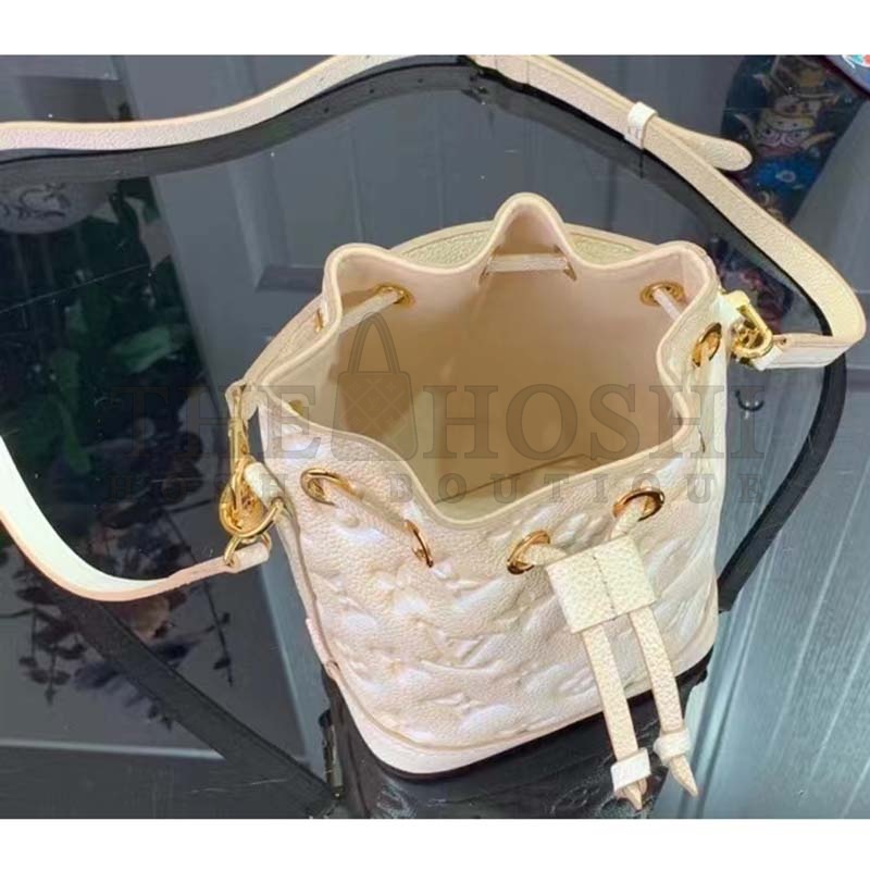 L0vis Vvtt0n LV Women Nano Noé Bucket Bag Beige Monogram Embossed S*pple Grained Cowhide Master Quality