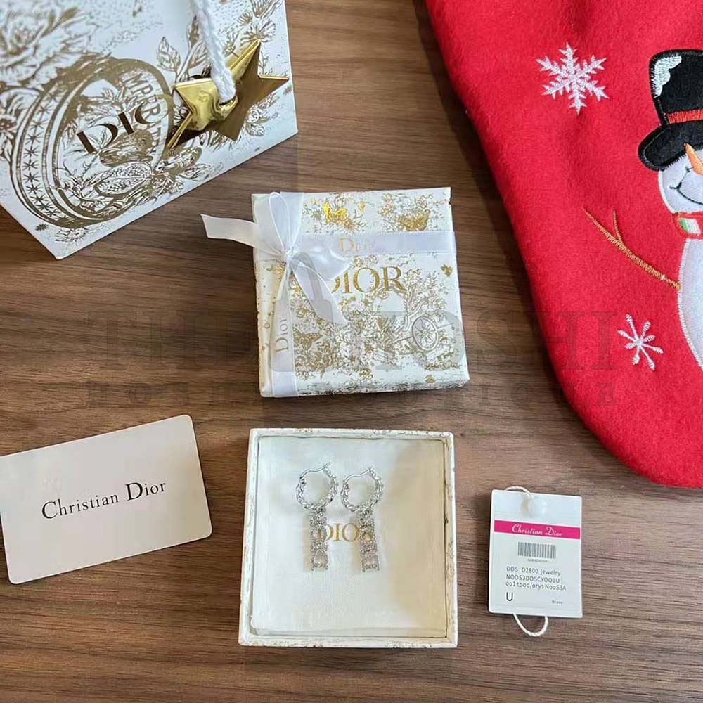 D10r Women Dio(r)evolution Earrings Silver-Finish Metal and Silver-Tone Crystals Master Quality