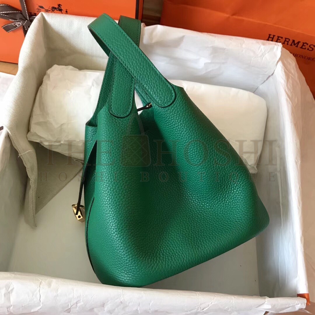 H**me5 Vert Vertigo Picotin Lock PM 18cm Handmade Bag Master Quality