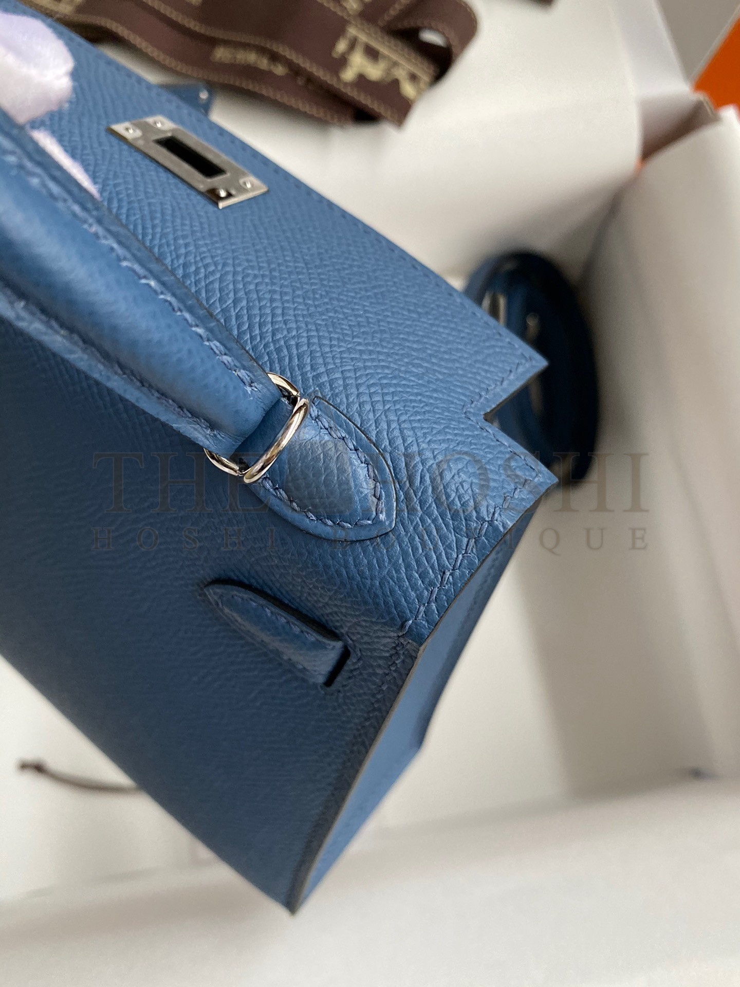 H**me5 Kelly Mini II Sellier Handmade Bag In Blue Agate Epsom Calfskin Master Quality