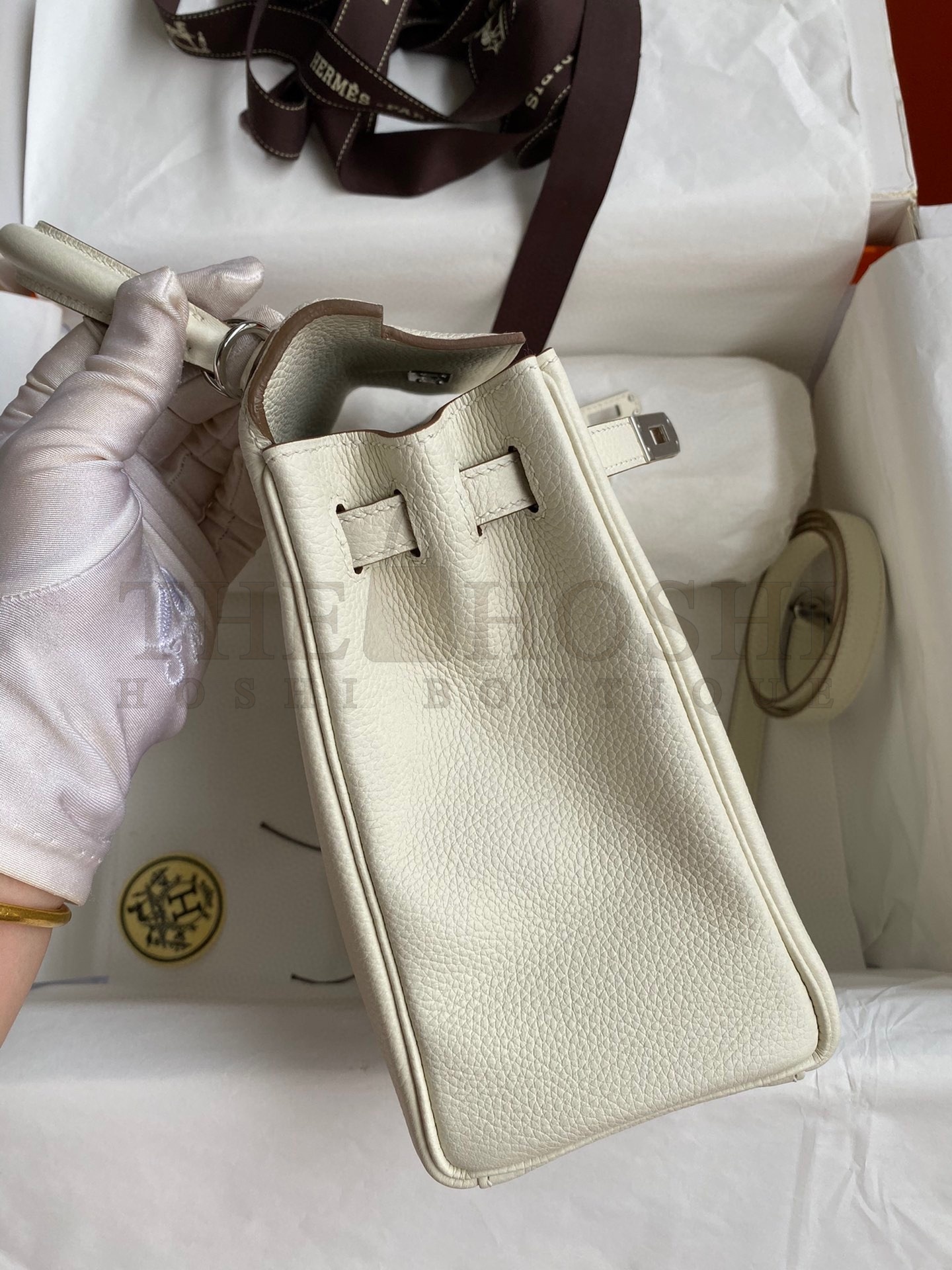 H**me5 Kelly Retourne 25 Handmade Bag In Mushroom Clemence Leather Master Quality