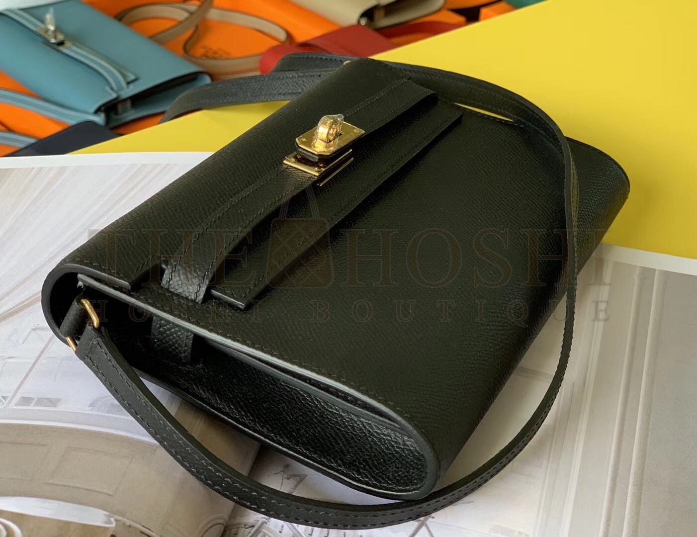 H**me5 Kelly Classique To Go Wallet In Black Epsom Calfskin Master Quality