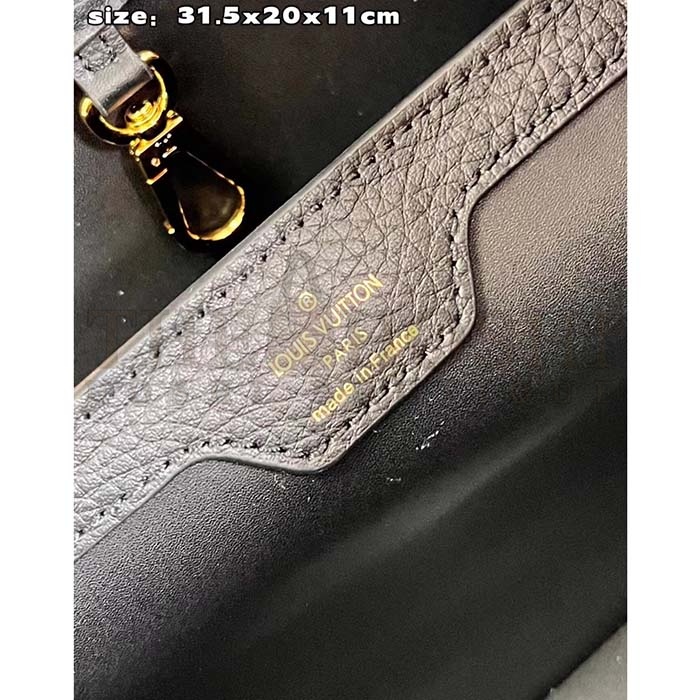 L0vis Vvtt0n LV Women Capucines MM Handbag Black Taurillon Cowhide Leather Master Quality