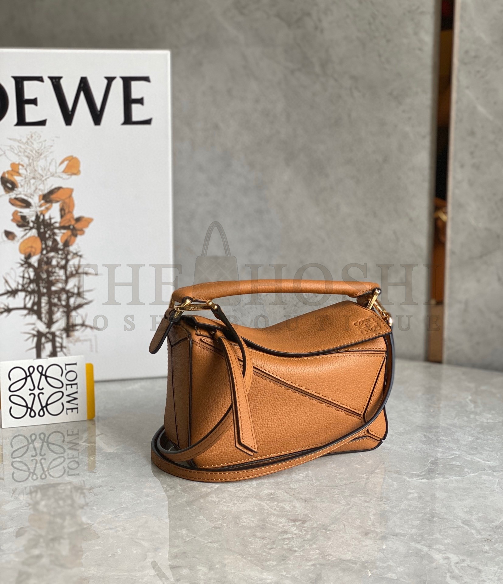 L0ew* Puzzle Mini Bag In Brown Grained Calfskin Master Quality