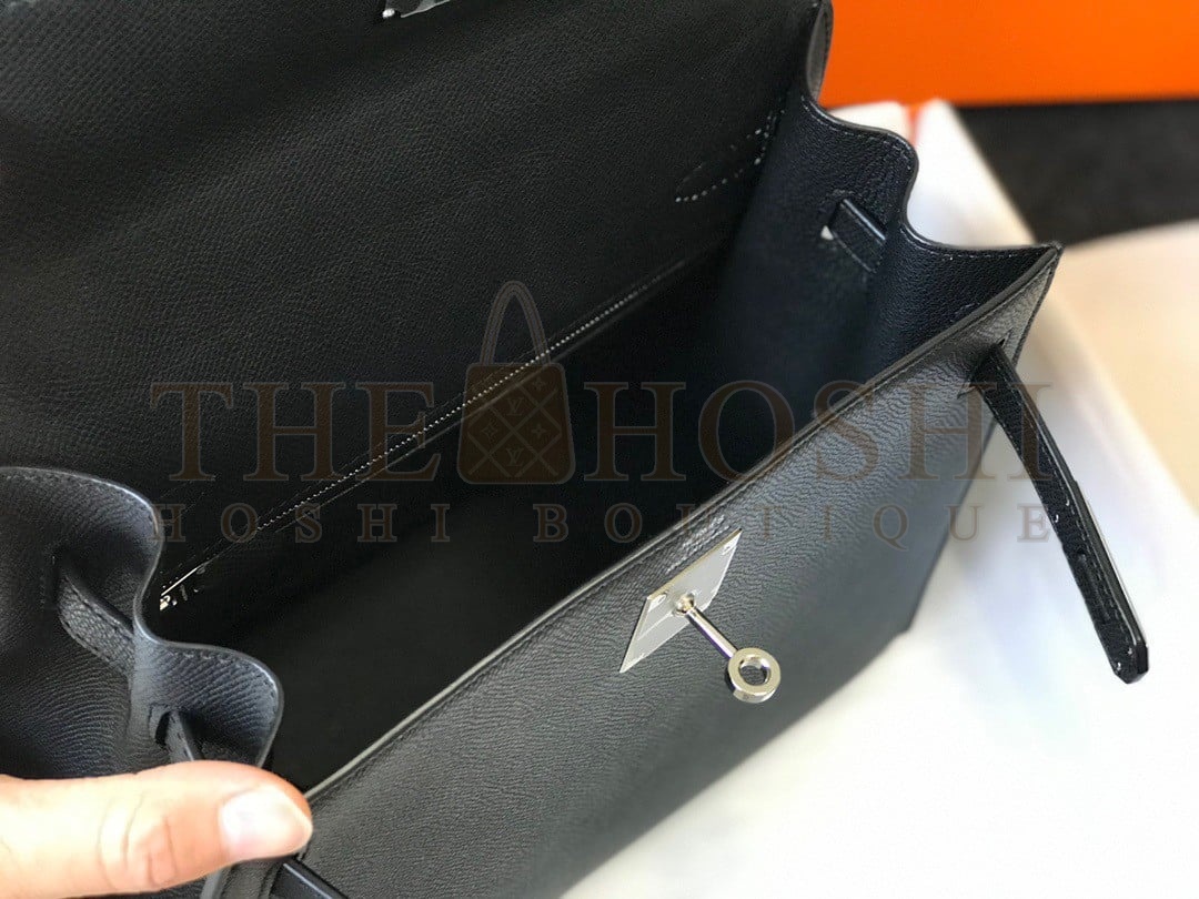 H**me5 Kelly 25cm Sellier Bag in Black Epsom Calfskin PHW Master Quality
