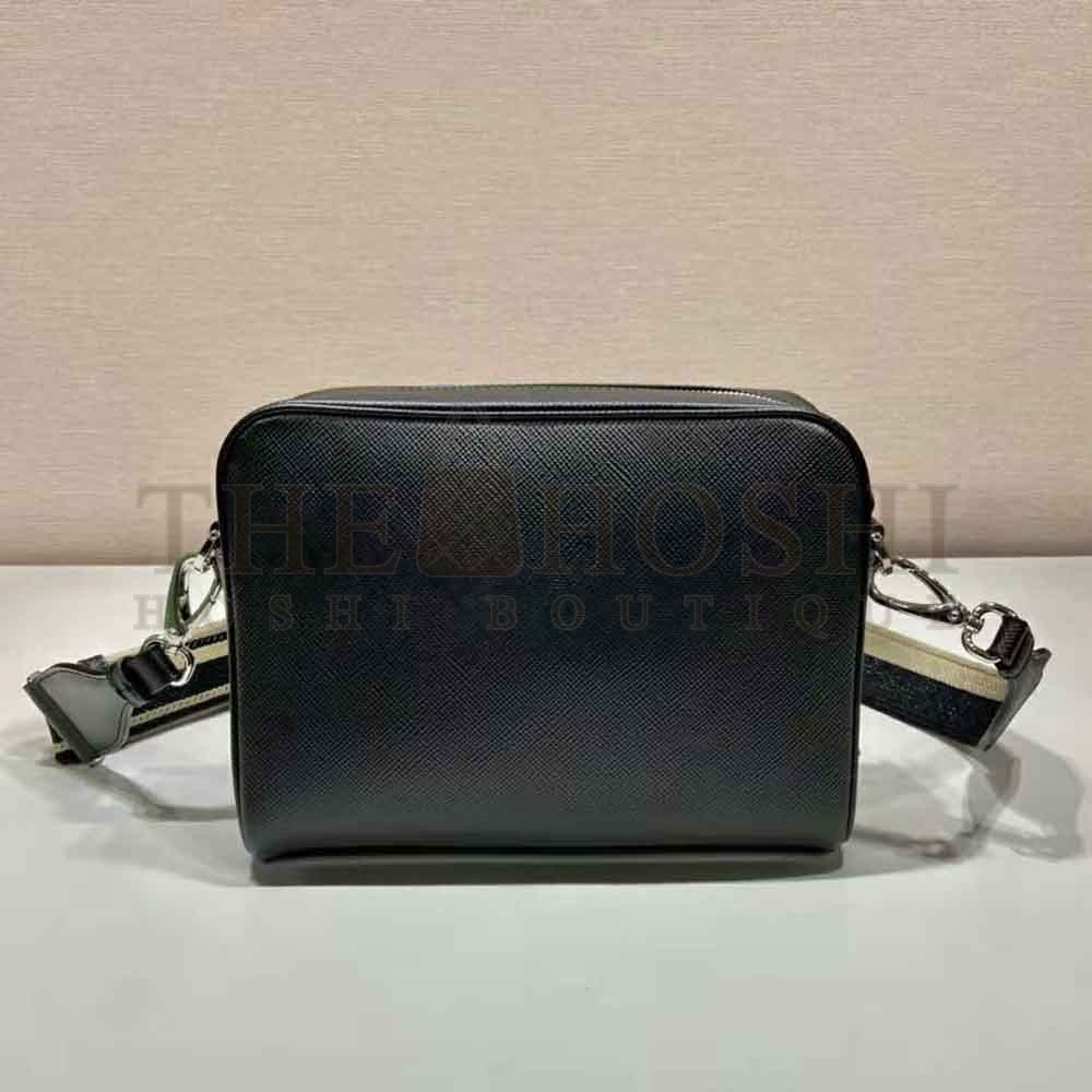 Pra*a Women Saffiano Leather Shoulder Bag With Iconic Pra*a Material-Black Master Quality