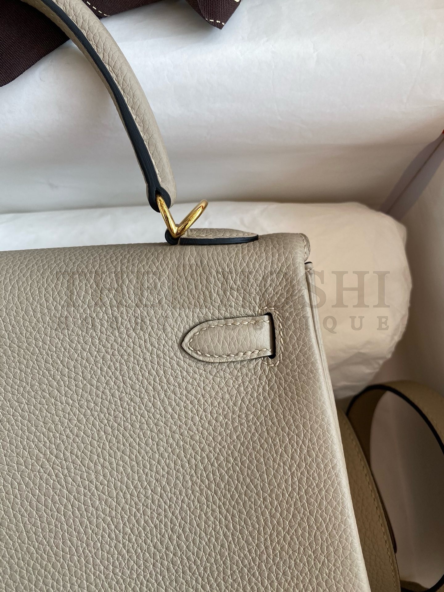 H**me5 Kelly Retourne 25 Handmade Bag In Gris Tourterelle Clemence Leather Master Quality