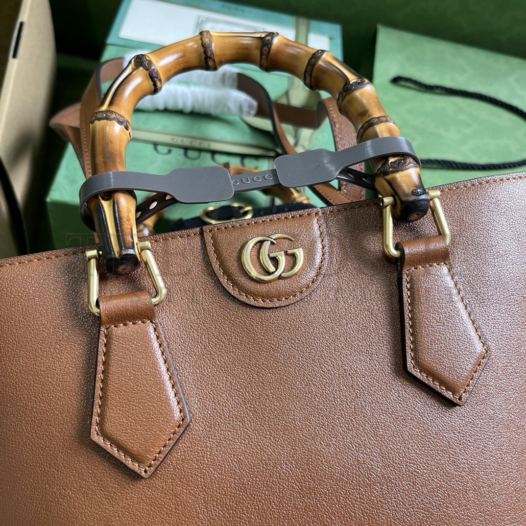 Gvc*1 Women Gvc*1 Diana Medium Tote Bag Double G Cuir Leather Bamboo Handles Master Quality