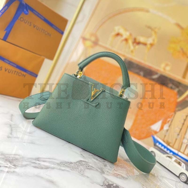 L0vis Vvtt0n LV Women Capucines Mini Handbag Vert D’eau Green Taurillon Leather Master Quality