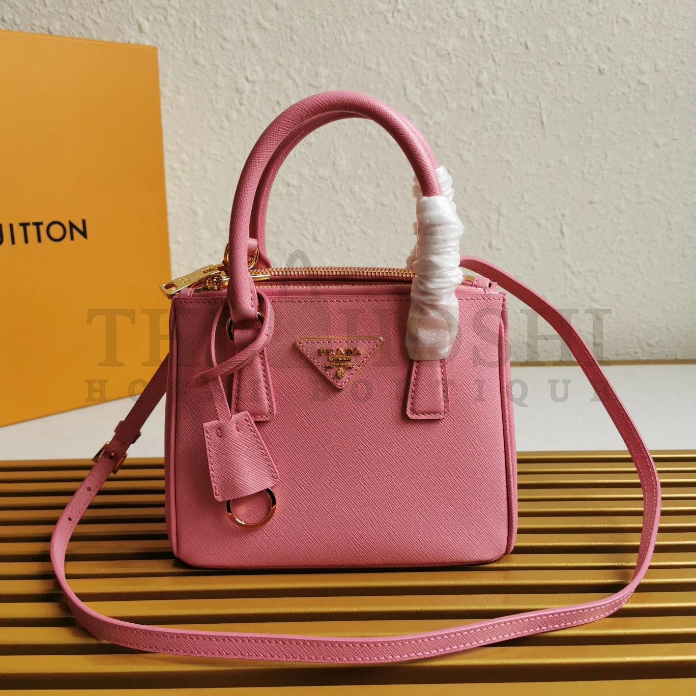 Pra*a Mini Galleria Bag In Pink Saffiano Leather Master Quality