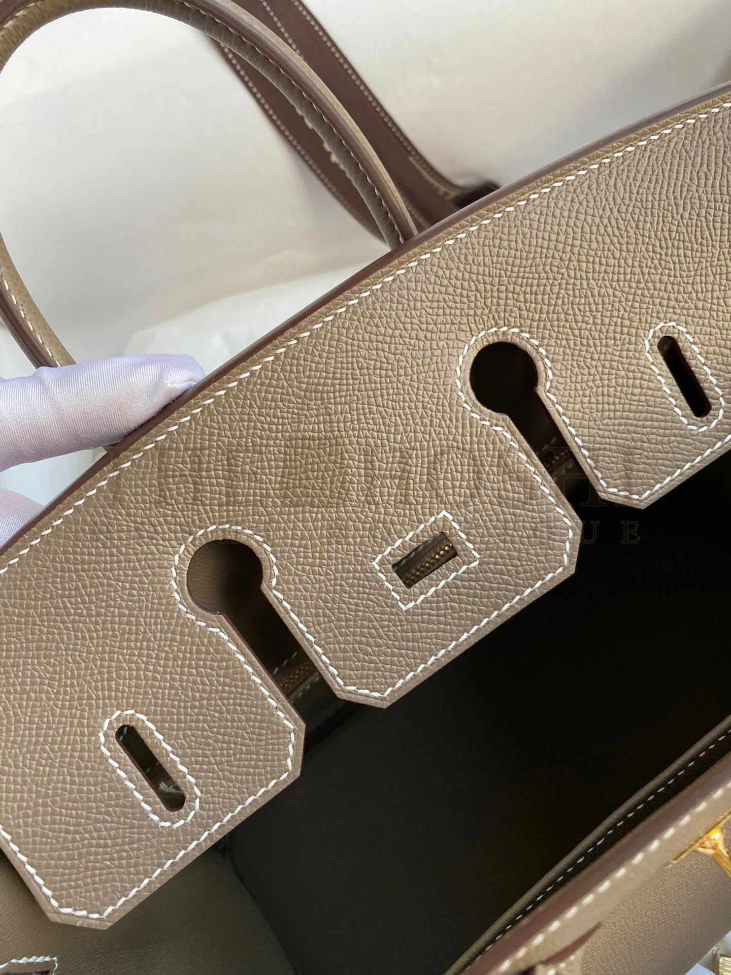 H**me5 Birkin 25 Retourne Handmade Bag In Taupe Epsom Calfskin Master Quality