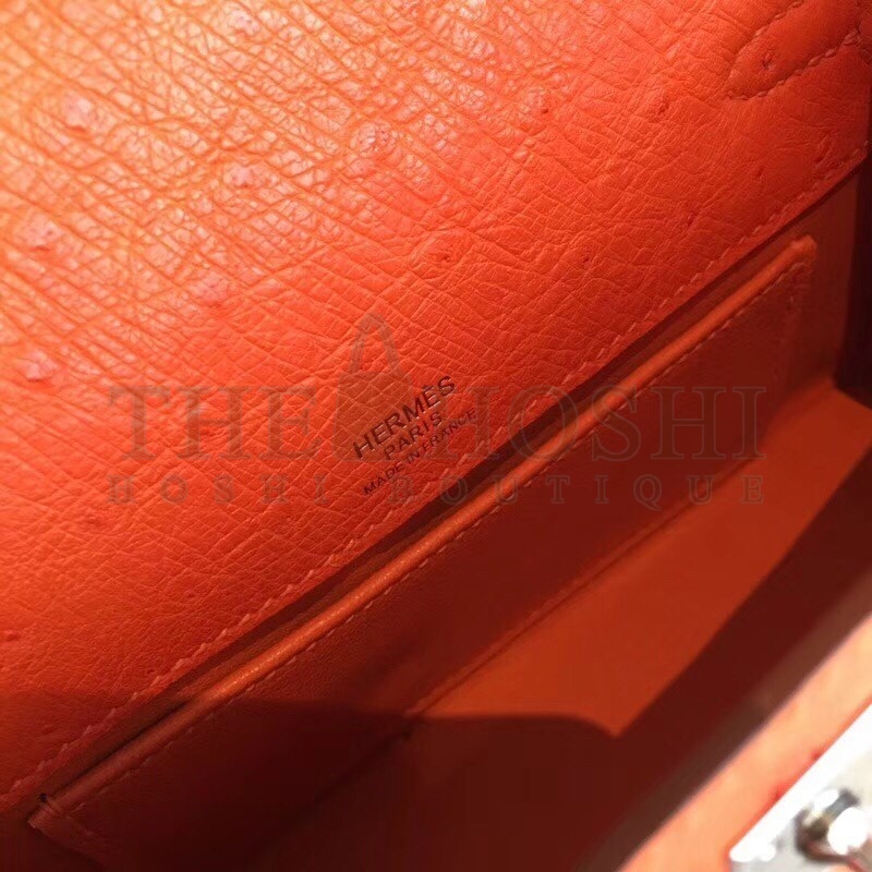 H**me5 Orange Kelly Pochette Ostrich Handmade Bag Master Quality