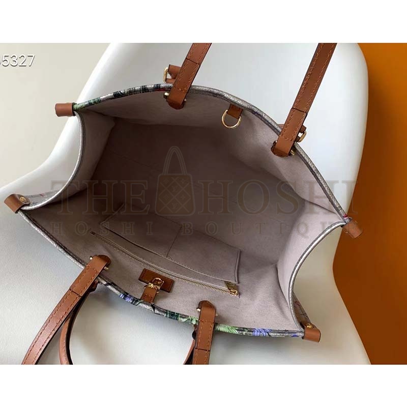 L0vis Vvtt0n LV Women OnTheGo MM Tote Silver Coated Canvas Cowhide Leather Master Quality