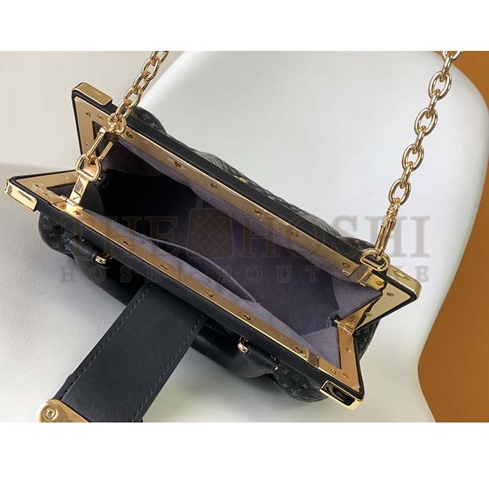 L0vis Vvtt0n LV Women Monogram Clutch Black Calfskin Leather S-Lock Master Quality