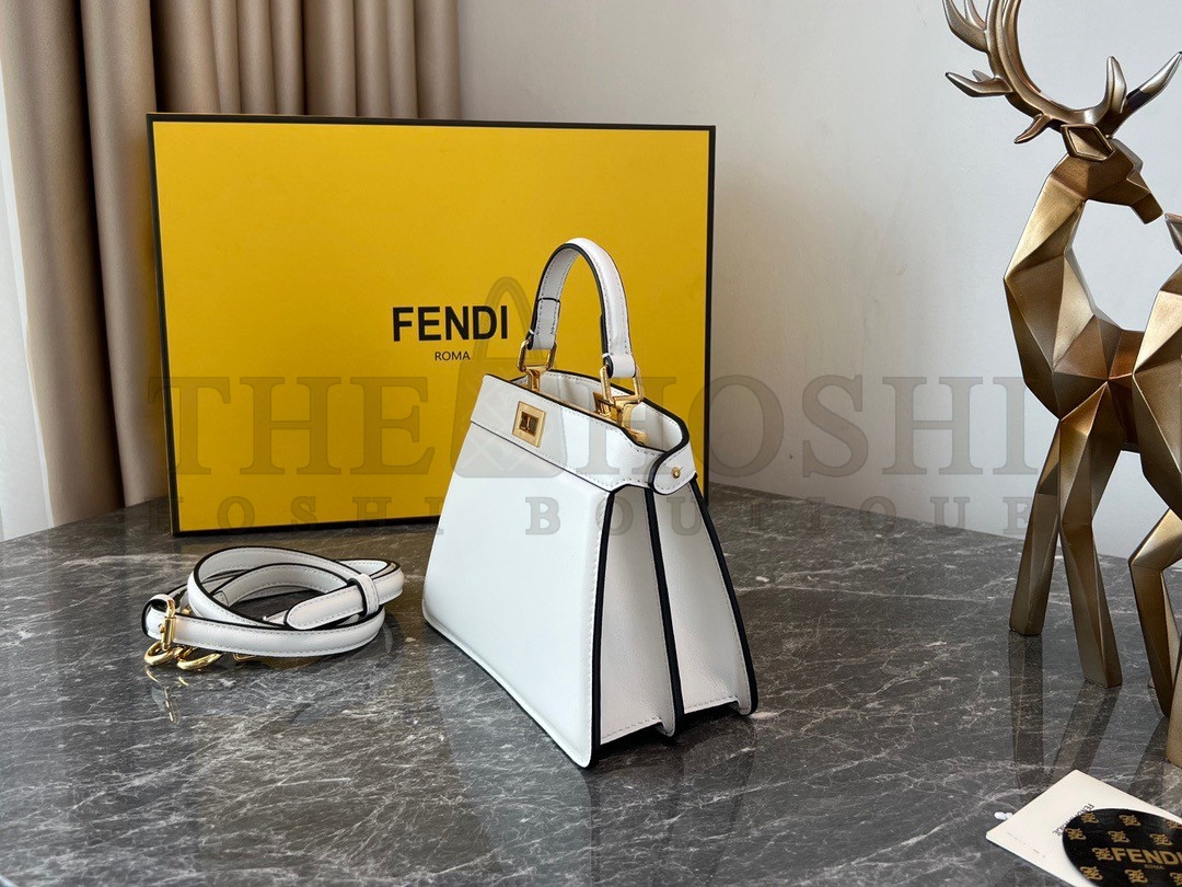 F**di Peekaboo ISeeU Petite Bag In White Nappa Leather Master Quality
