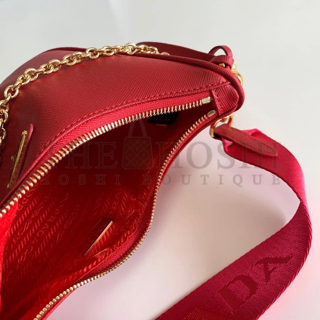 Pra*a Re-Edition 2005 Shoulder Bag In Red Saffiano Leather Master Quality