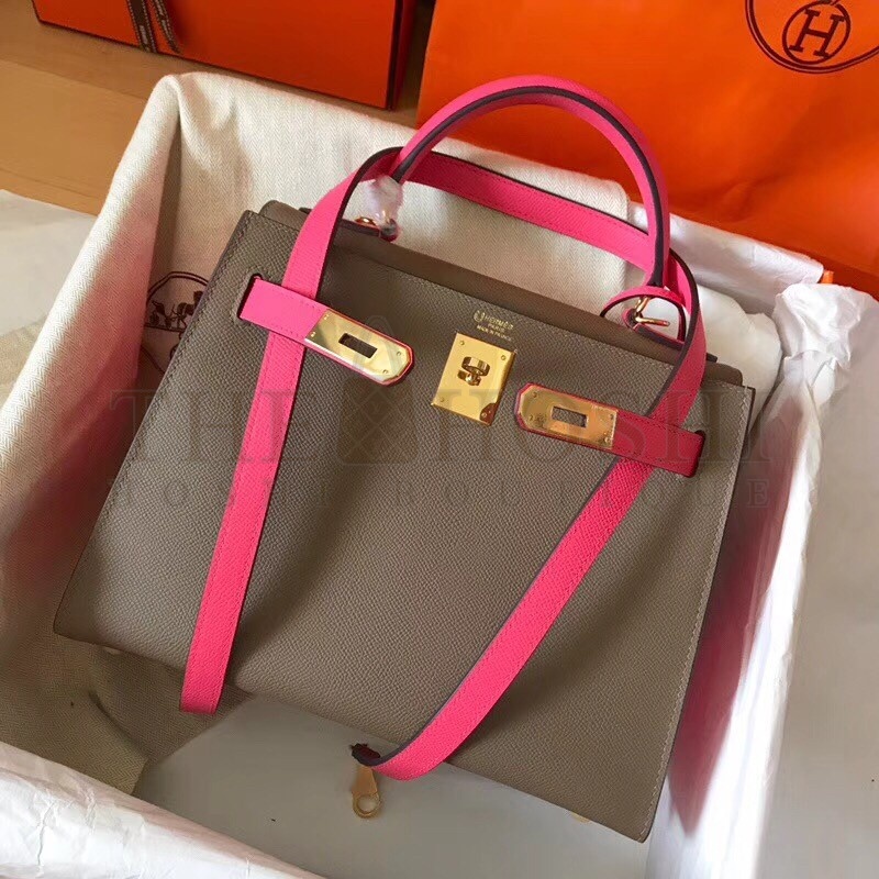 H**me5 Bicolor Epsom Kelly 28cm Taupe Handmade Bag Master Quality