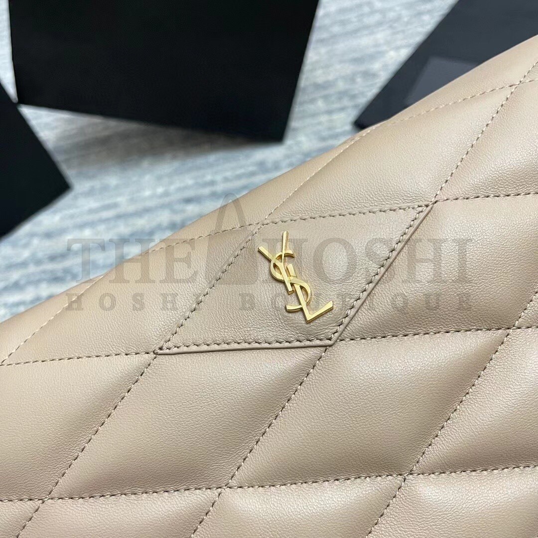 Sa1nt Lau*nt Sade Puffer Envelope Clutch In Beige Lambskin Master Quality