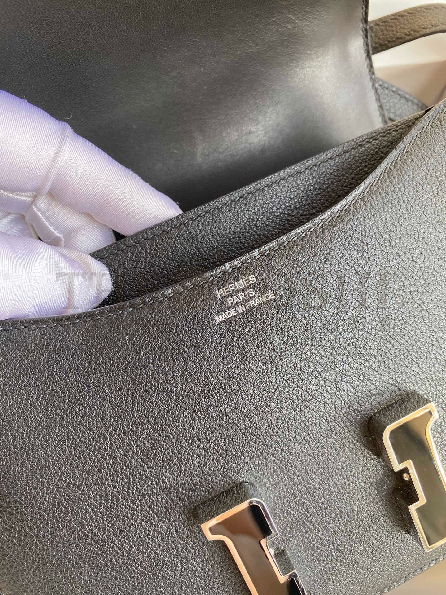 H**me5 Constance Enamel 18 Handmade Bag In Black Swift Calfskin Master Quality