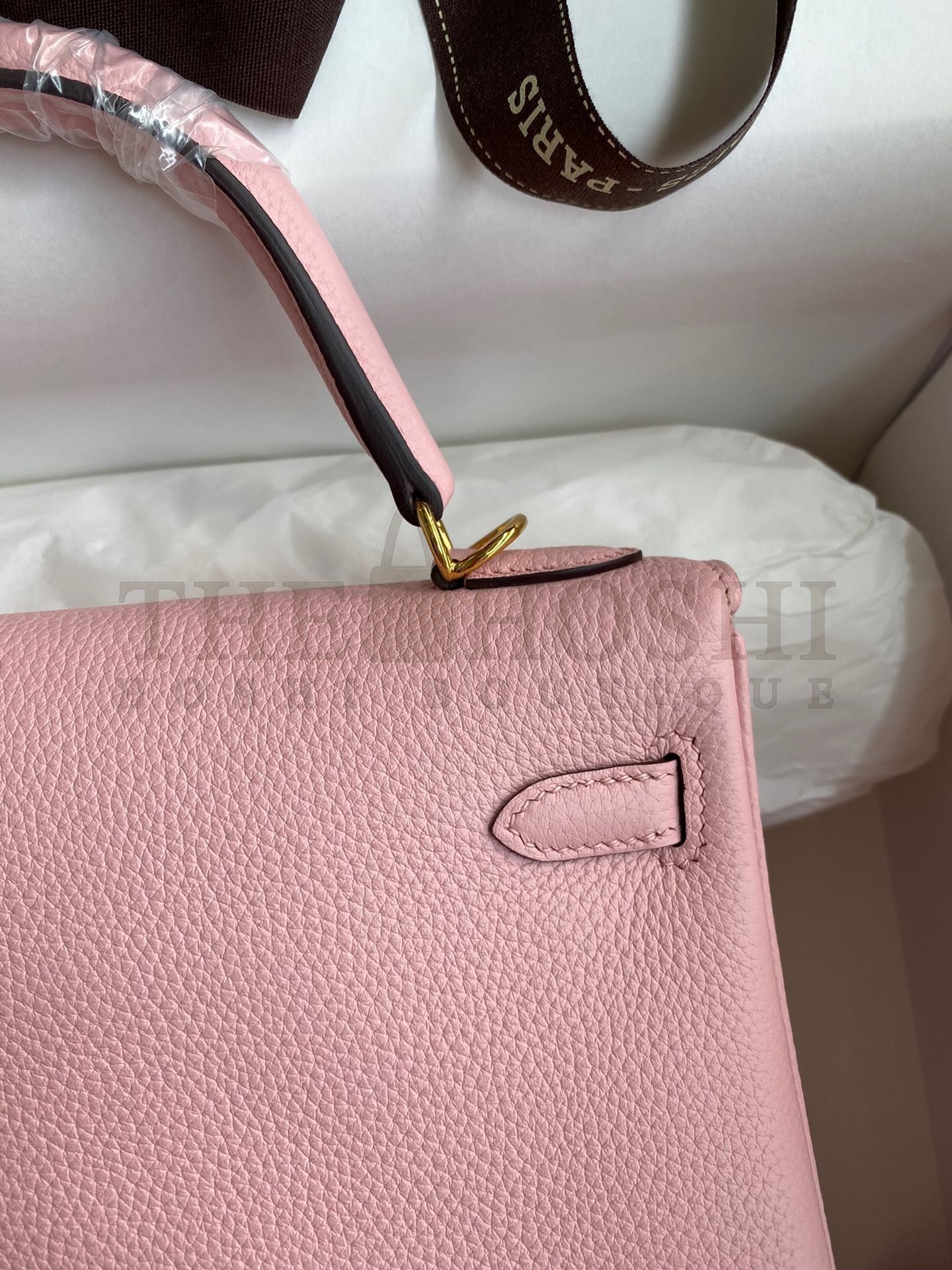 H**me5 Kelly Retourne 25 Handmade Bag In Rose Sakura Clemence Leather Master Quality