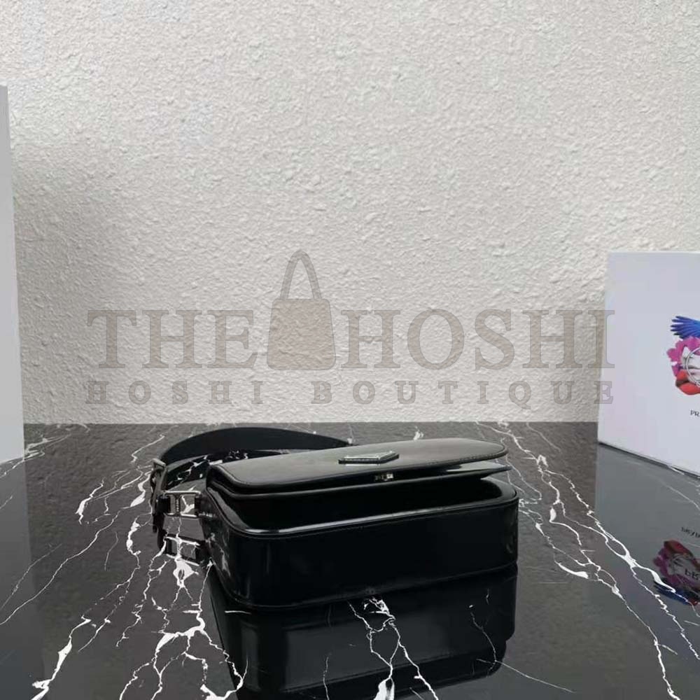 Pra*a Women Brushed Leather Shoulder Bag-Black Master Quality