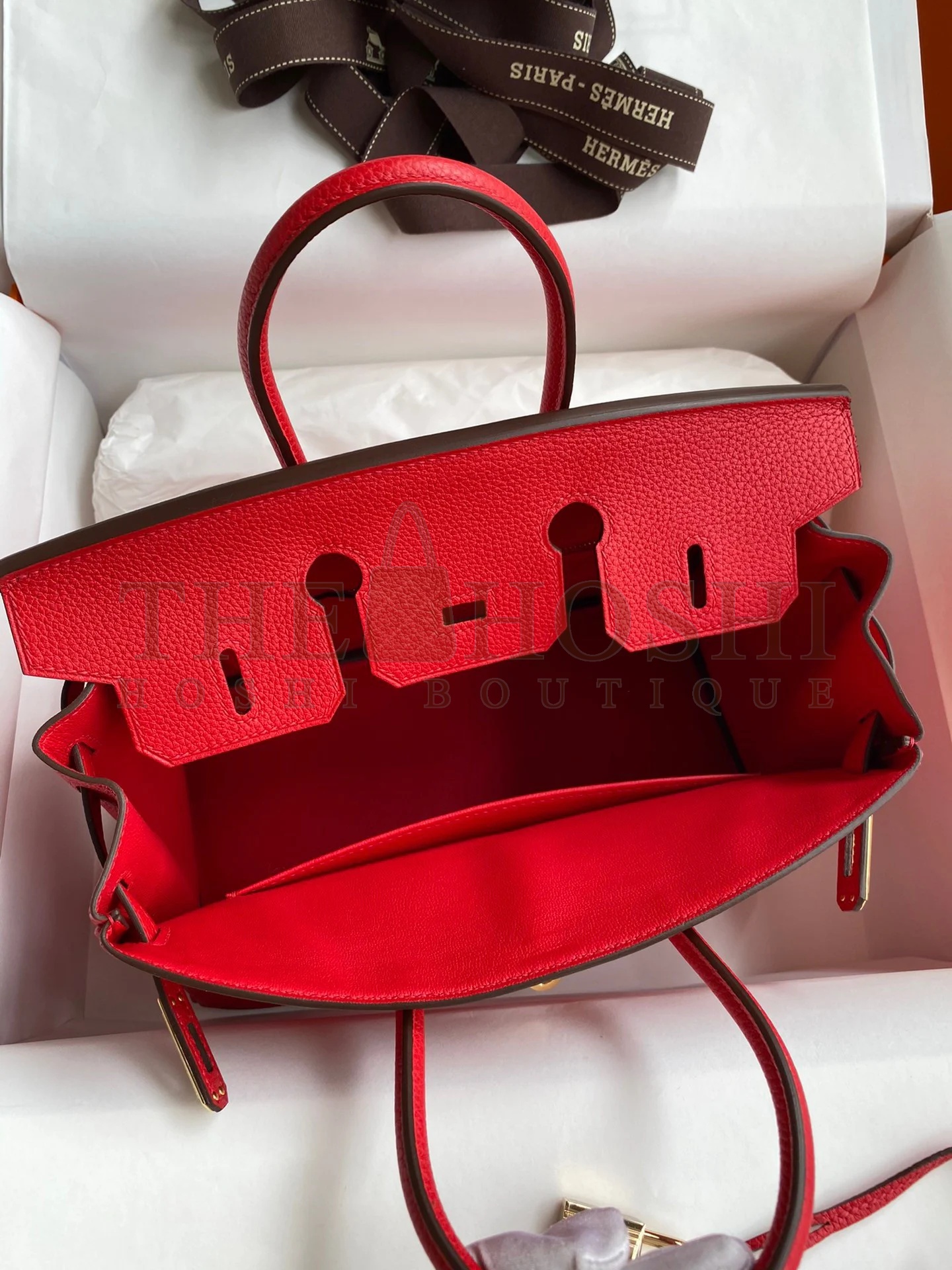 H**me5 Birkin 25 Retourne Handmade Bag In Red Clemence Leather Master Quality