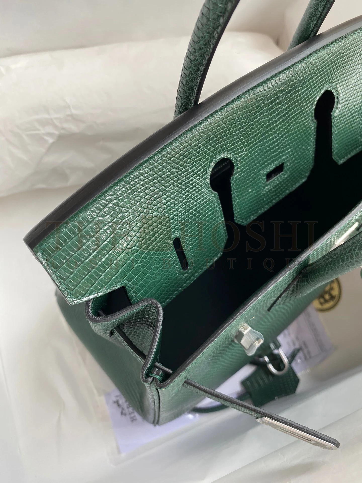H**me5 Birkin 25 Retourne Handmade Bag In Malachite Lizard Leather Master Quality