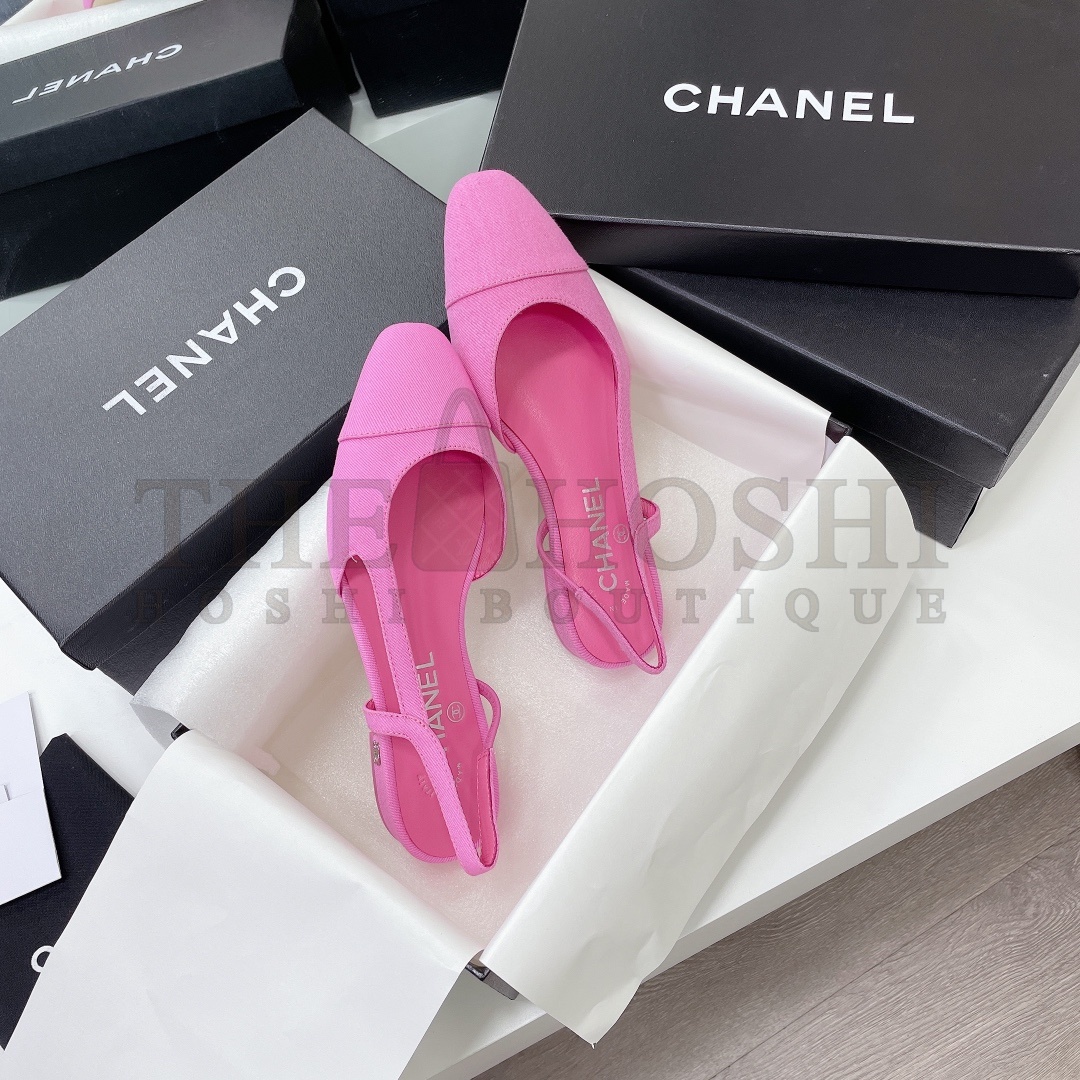 Ch**el Flat Slingback Sandals – Mixed Lambskin, Silk Lining, Pink, Premium Box Packaging, Sizes 34-42 Master Quality