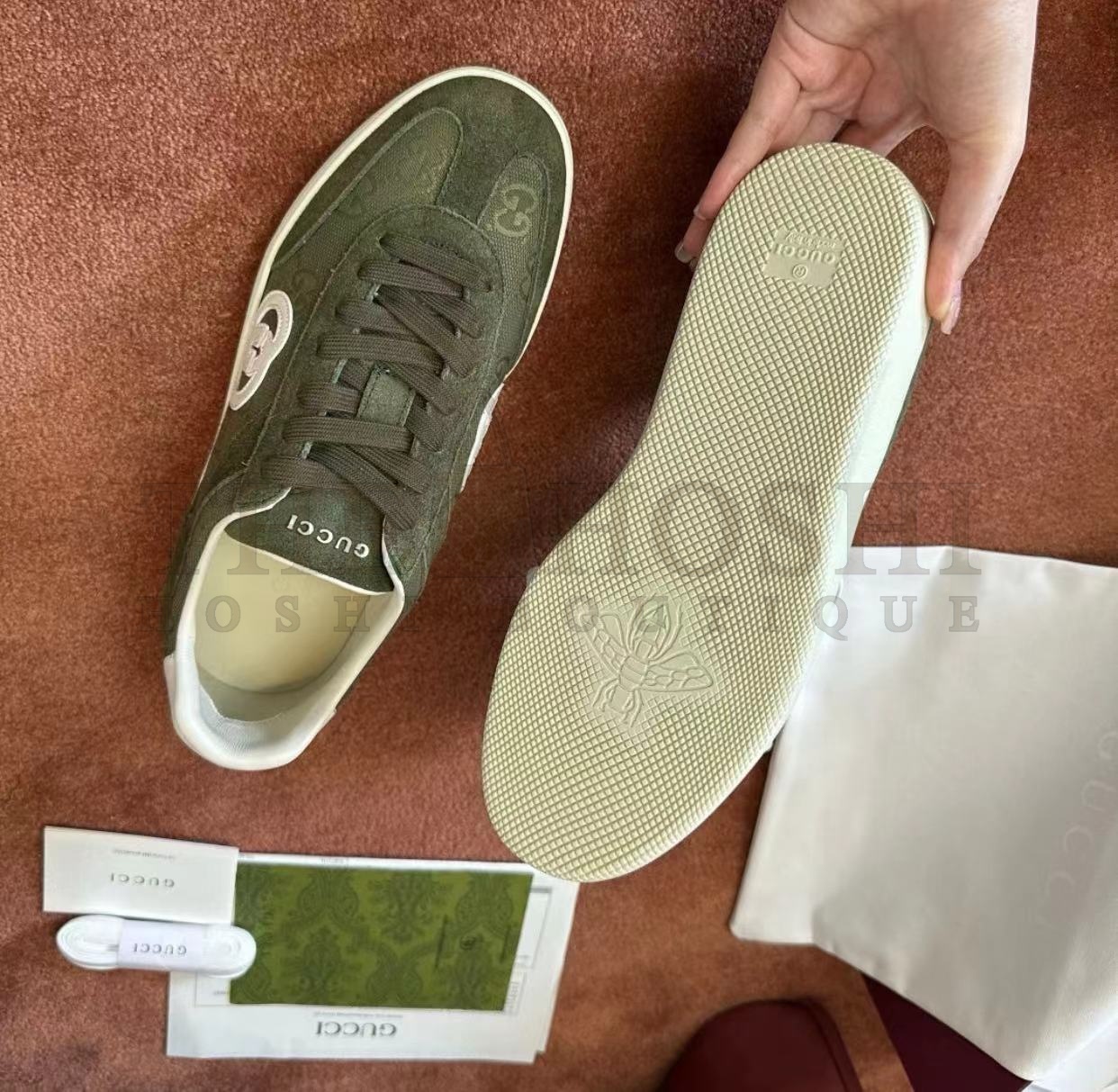 Gvc*1 2025 Suede Leather Sneakers Green TPU Sole Shearling Lining 39–46 Master Quality