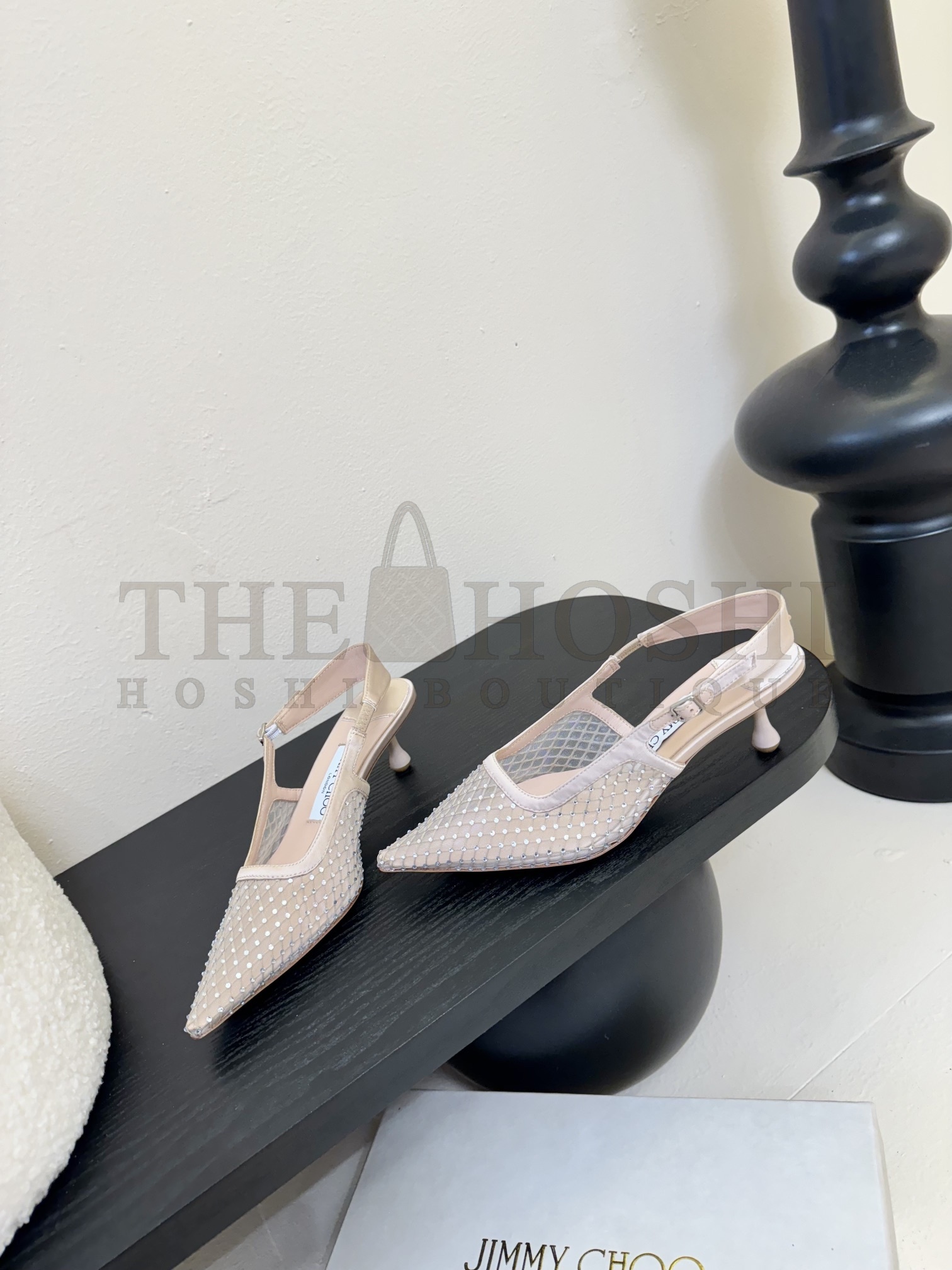 J1m*y Ch00 Jc Crystal Mesh Pointed Slingback Heels Master Quality