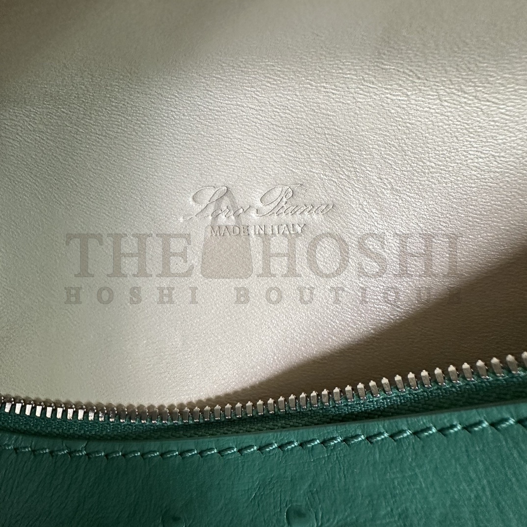 L0r0 P1ana LP L19 Extra Pocket Ostrich Leather Clutch Crossbody Bag 19x6.5x11cm Master Quality