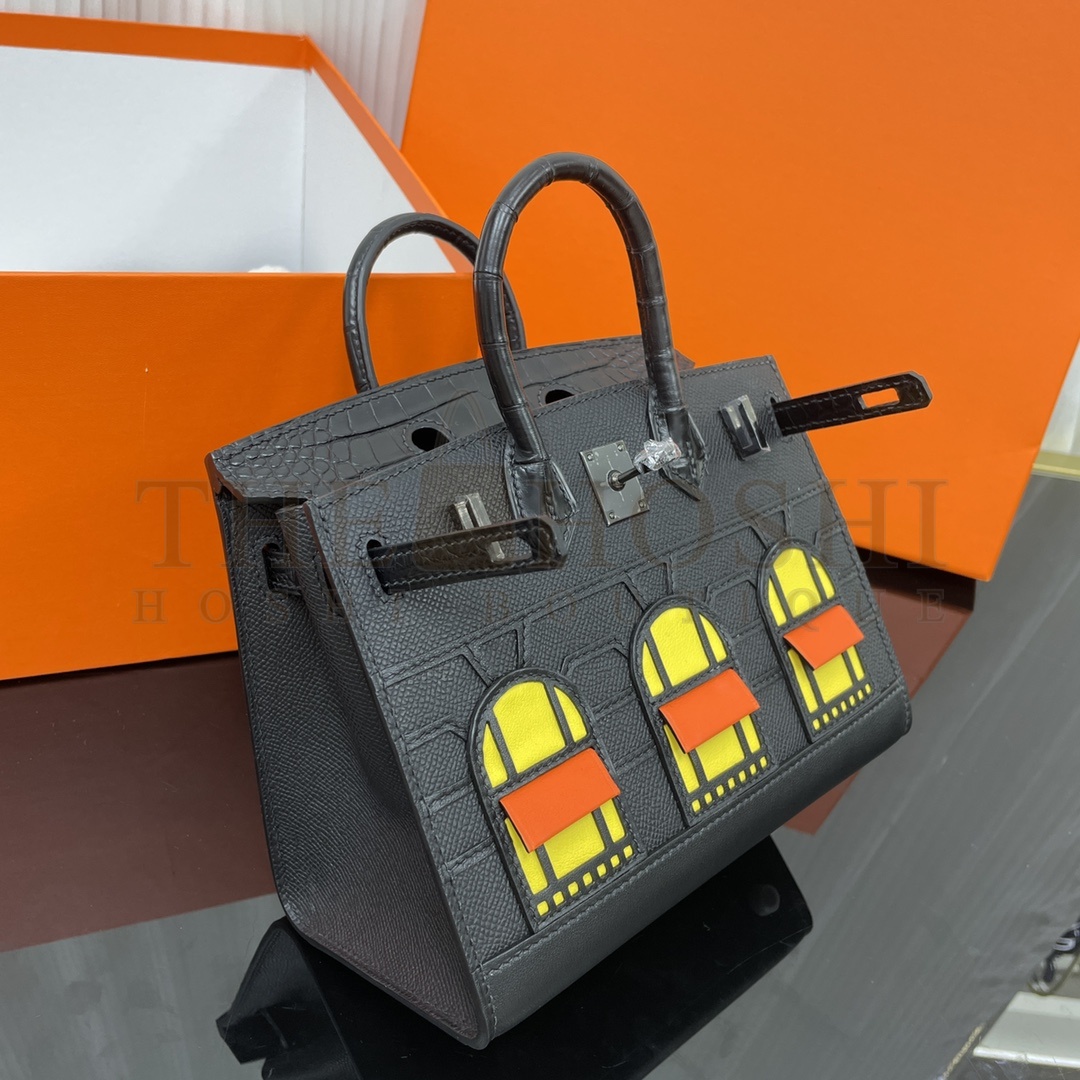 H**me5 H**me5 Birkin 25 Handbag House Graffiti Edition Black Togo Leather Master Quality