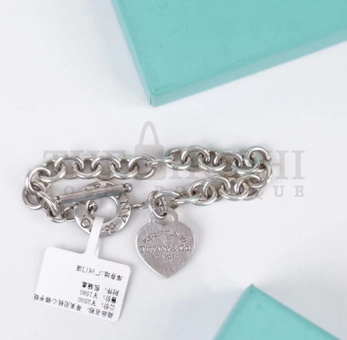T*f*ny & Co. Lovestuck Heart Tag Bracelet  Medium Size Master Quality