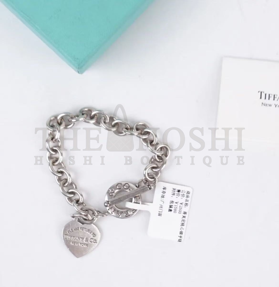 T*f*ny & Co. Lovestuck Heart Tag Bracelet  Medium Size Master Quality