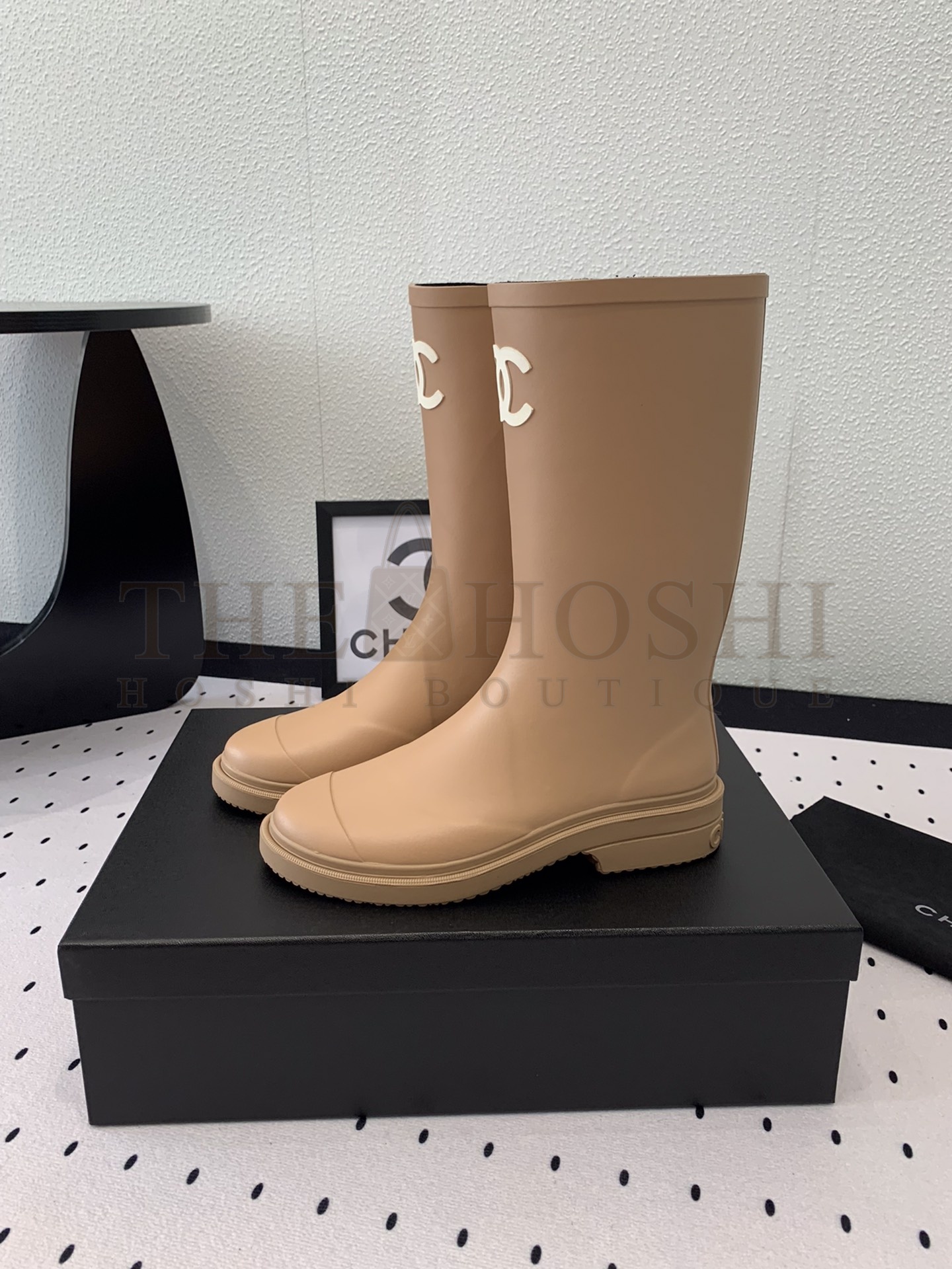Ch**el Women CC High Boots Caoutchouc Leather Master Quality