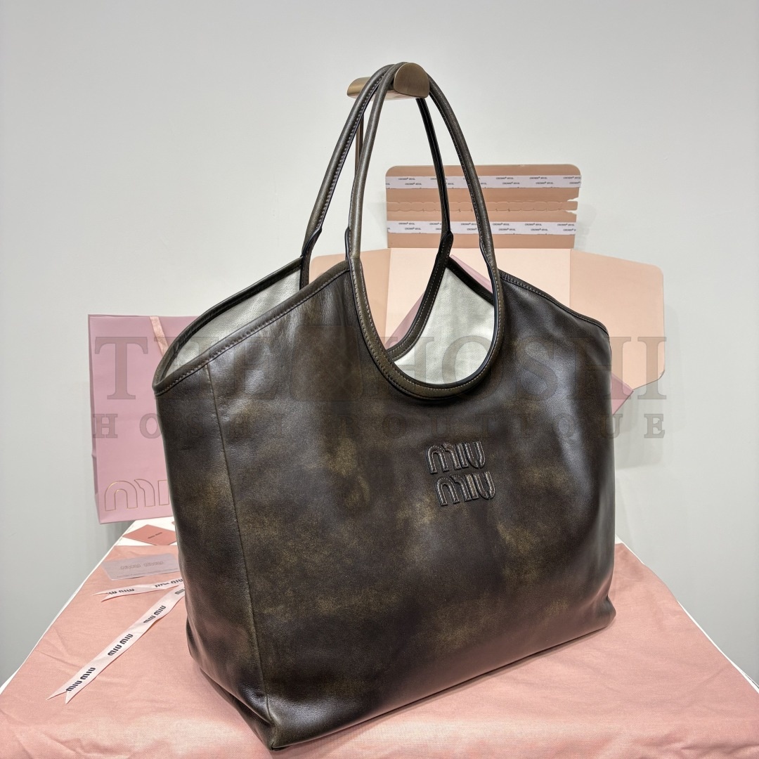 Miu Miu M1um1u Canvas Calf Leather Tote Bag 38x18x38cm 5BG276 Master Quality